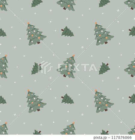 Christmas seamless pattern with Christmas trees. Hand drawn background 117876866