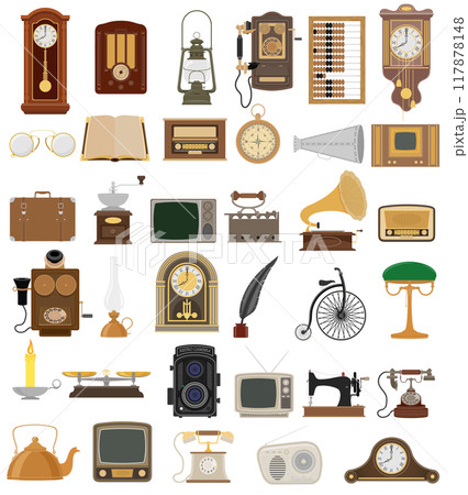 retro old vintage icons flat style stock vector illustration 117878148
