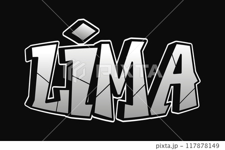 Lima - single word, letters graffiti style. Vector hand drawn logo. Funny cool trippy word Lima, fashion, graffiti style print t-shirt, poster concept Lima - single word, letters graffiti style. Vector hand drawn logo. Funny cool trippy word Lima, fashion, graffiti style print t-shirt, poster concept 117878149