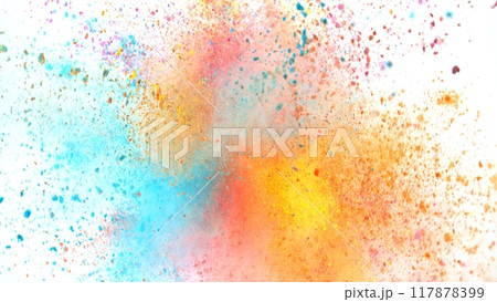 Colored powder explosion on white background . Freeze motion. Colored powder explosion on white background . Freeze motion. 117878399