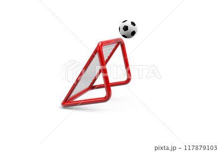 soccer ball with goal post, white background soccer ball with goal post, white background 117879103