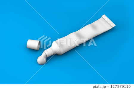 White toothpaste packaging mock up on blue background 117879110