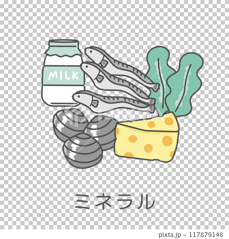 Foods containing minerals illustration set 117879148