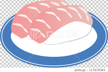皿に盛ったマグロ寿司 117879365