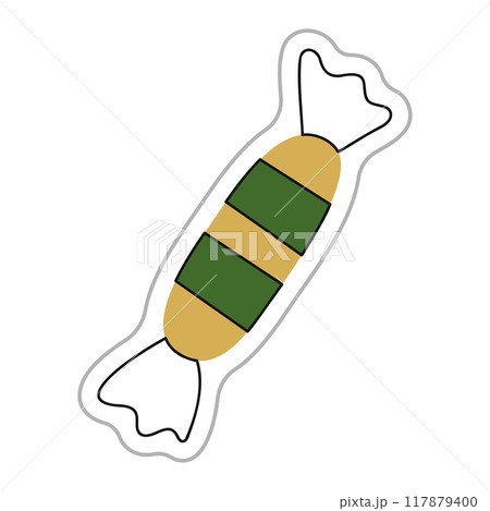 Halloween candy sticker. Color flat vector illustration. 117879400