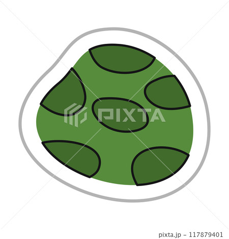 Halloween green cookie sticker. Color flat vector illustration. Halloween green cookie sticker. Color flat vector illustration. 117879401