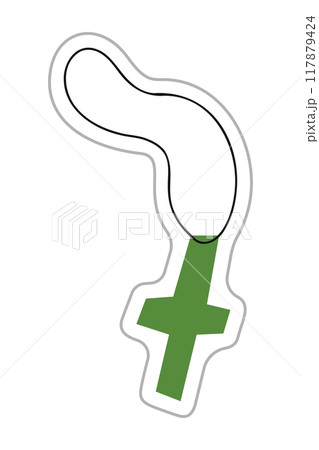 Cross on a string sticker for Halloween. Color flat vector illustration. 117879424