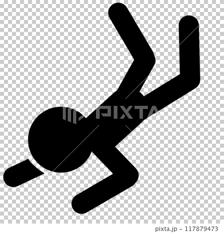 Pictogram of a person falling from a high place Pictogram of a person falling from a high place 117879473