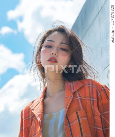 オシャレなファッションの美人女性「AI生成画像」 117879829