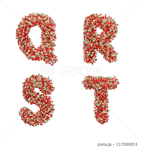 Medical pill capital letter alphabet - letters Q-T 117880053