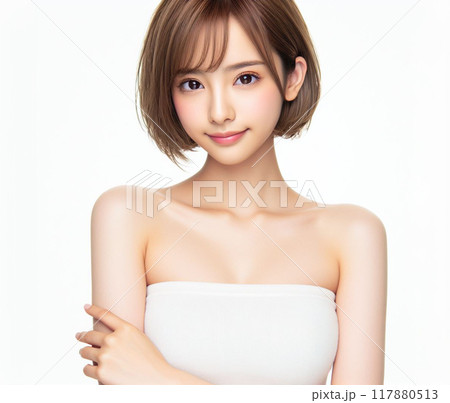 白いチューブトップの美女 白いチューブトップの美女 117880513