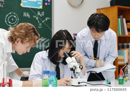 Conducting Scientific Experiment in School Laboratory Conducting Scientific Experiment in School Laboratory 117880695