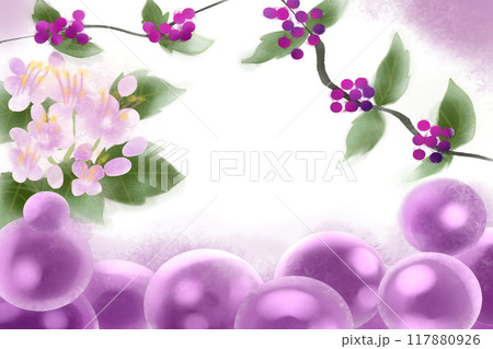 紫式部の花と実のカード1 117880926