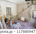 Interior Home Renovation Scene with Construction Tools and Materials 117880947