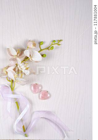 Unveiling the Art of Visual Storytelling: Orchids, Ribbons, and Rose Quartz Hearts Combine for Emotive Decor and Social Media Content. Unveiling the Art of Visual Storytelling: Orchids, Ribbons, and Rose Quartz Hearts Combine for Emotive Decor and Social Media Content. 117881004