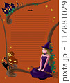 ハロウィン便箋　罫線あり　～オレンジ～最大A4 117881029