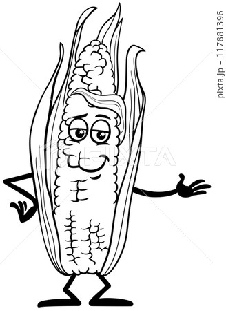 funny corn on the cob cartoon illustration coloring page funny corn on the cob cartoon illustration coloring page 117881396