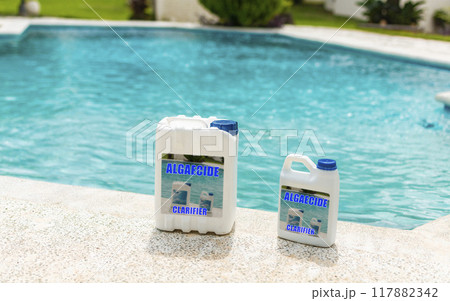 Homemade pool clarifier, pool cleaning purification tool. Algaecide product to clarify homemade swimming pools 117882342