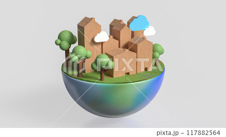 The house Building and tree on half planet for eco concept 3d rendering. The house Building and tree on half planet for eco concept 3d rendering. 117882564