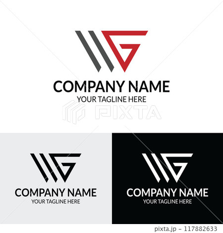 WG letter initial modern geometric typography logo design template	 117882633