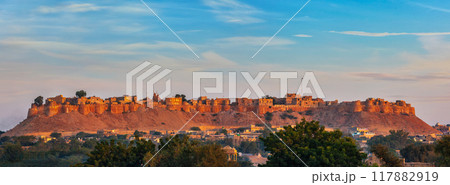 Panorama of Jaisalmer Fort known as the Golden Fort Sonar quila, 117882919