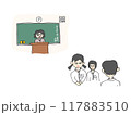 昭和の中学校の教室で見る景 117883510