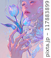 光と戯れる少女と虹色に光るチューリップ 117883899