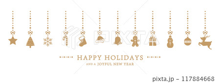 クリスマスのシンプルでかわいいオーナメントのイラストセット　飾り　背景 117884668