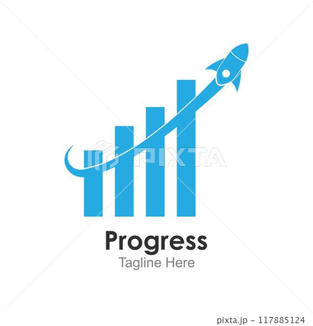 Rocket progress logo,good progress logo vector icon illustration design. 117885124