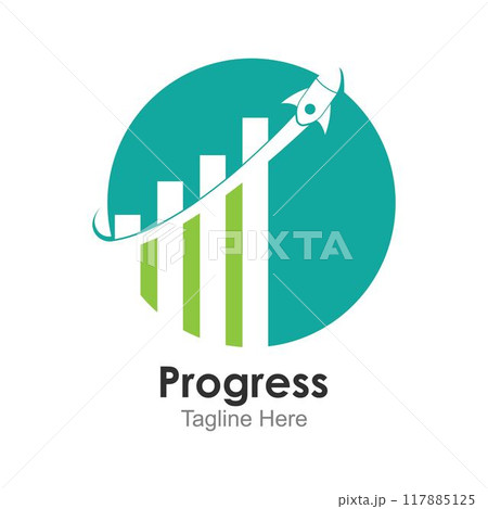 Rocket progress logo,good progress logo vector icon illustration design. 117885125