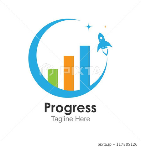 Rocket progress logo,good progress logo vector icon illustration design. 117885126