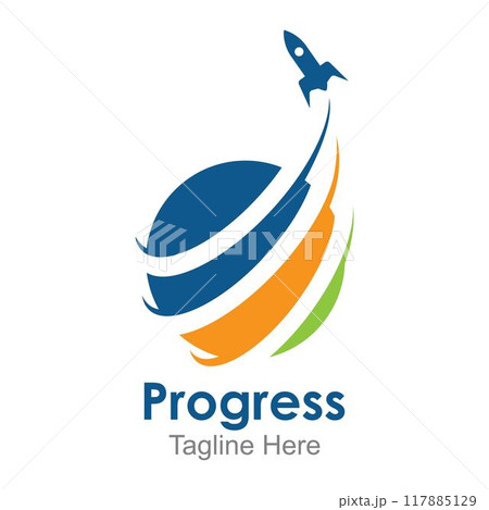 Rocket progress logo,good progress logo vector icon illustration design. Rocket progress logo,good progress logo vector icon illustration design. 117885129