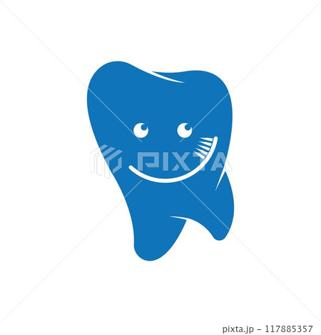 Dental logo with toothbrush illustration 117885357