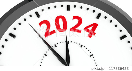 Clock dial with number 2024 Clock dial with number 2024 117886428