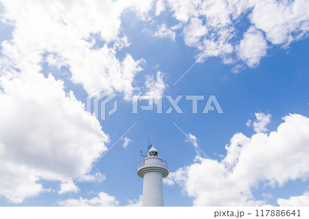 「青森県」夏空と白い灯台 八戸市 「青森県」夏空と白い灯台 八戸市 117886641