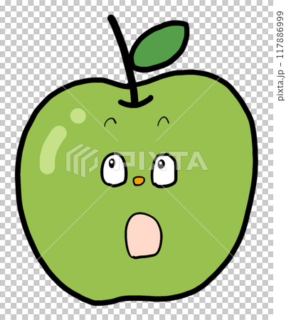 一個驚訝的蘋果的插圖 一個驚訝的蘋果的插圖 117886999