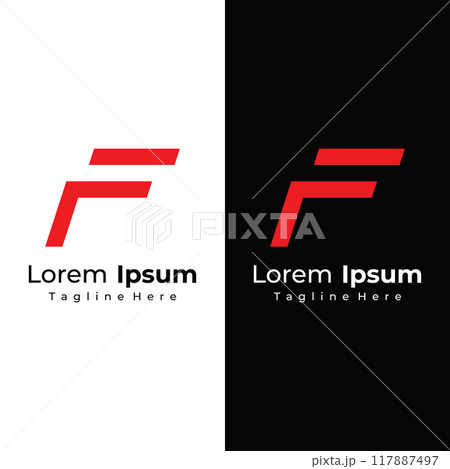 Logo design abstract template element initial letter F geometric shape. Minimalist and modern F Logo design. Logo can be used for branding and business cards. 117887497
