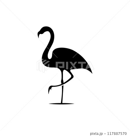 Logo design of long-legged bird or flamingo. Logo with lines, abstract and simple. 117887570