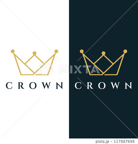 Royal luxury crown abstract Logo template design.Crown with monogram, with elegant and minimalist lines isolated on the background. Royal luxury crown abstract Logo template design.Crown with monogram, with elegant and minimalist lines isolated on the background. 117887698