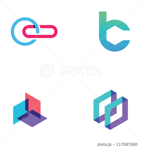 Block chain logo template design.Geometric block chain with hexagons, modern technology box. Block chain for business, technology and data signs. 117887800