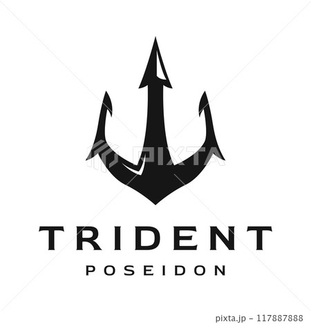 Simple vintage poseion trident spear template Logo design. Simple vintage poseion trident spear template Logo design. 117887888