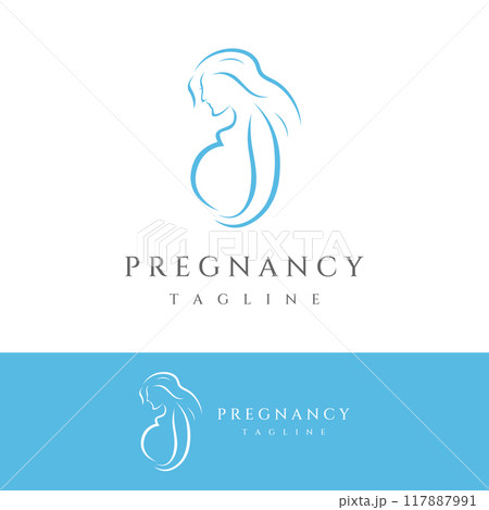 Abstract Logo design of mother or pregnant woman or baby. Logos for clinics, pharmacies and hospitals. Abstract Logo design of mother or pregnant woman or baby. Logos for clinics, pharmacies and hospitals. 117887991