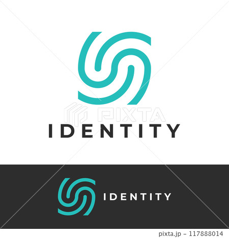 Modern human fingerprint vector logotype. Fingerprint for identity, business card, technology, digital. Modern human fingerprint vector logotype. Fingerprint for identity, business card, technology, digital. 117888014