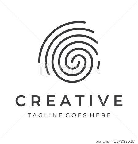 Modern human fingerprint vector logotype. Fingerprint for identity, business card, technology, digital. 117888019