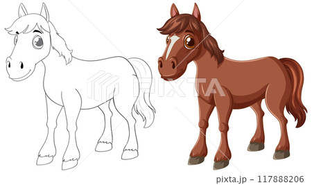 Cute Cartoon Horse Illustration 117888206