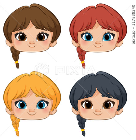 Cute Girls with Braided Hair 117888240