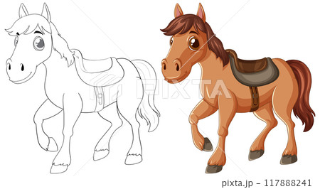 Cartoon Horse Illustration for Kids 117888241