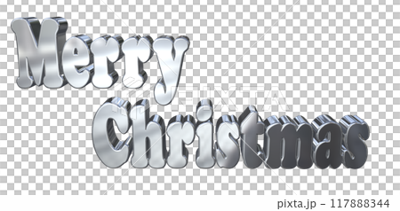 3DCG文字「Merry Christmas/メリークリスマス」シルバー,銀 117888344