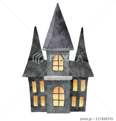 Haunted House Watercolor 117888745