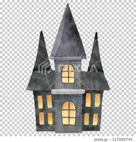 Haunted House Watercolor 117888745